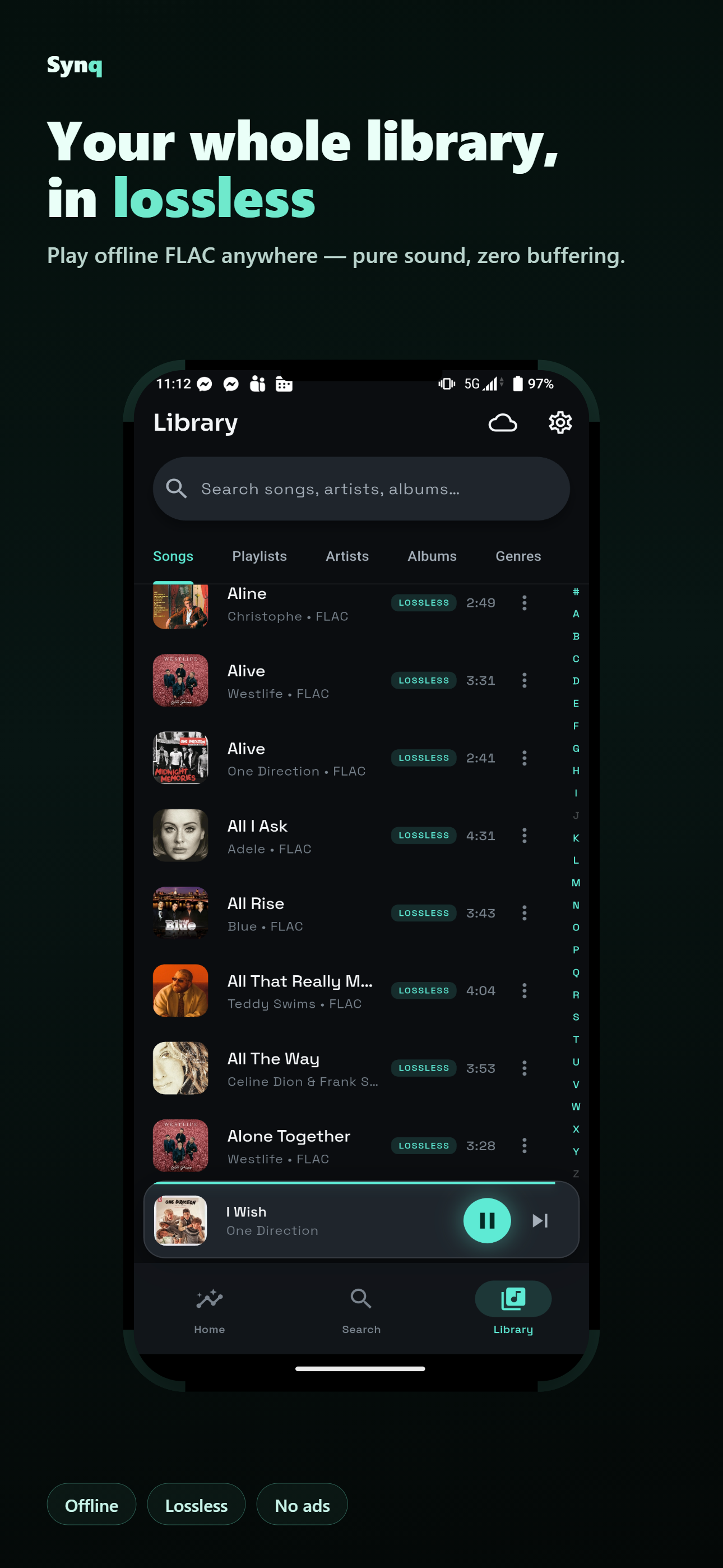 Library screen